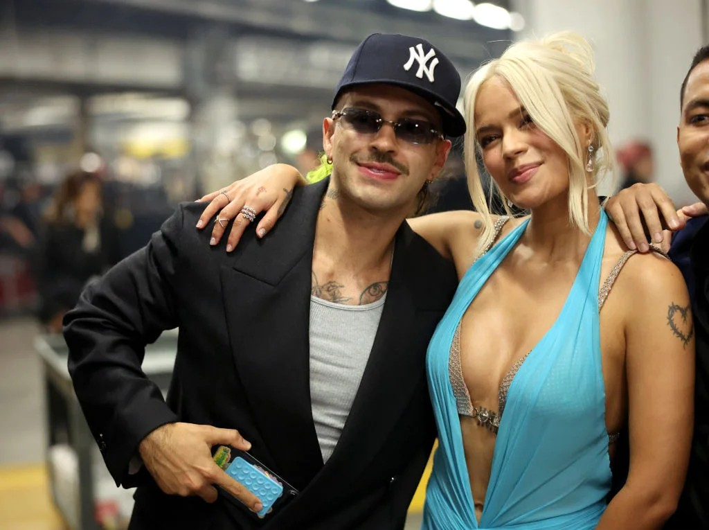 Feid and Karol G attend the 25th Latin GRAMMY Awards at Kaseya Center