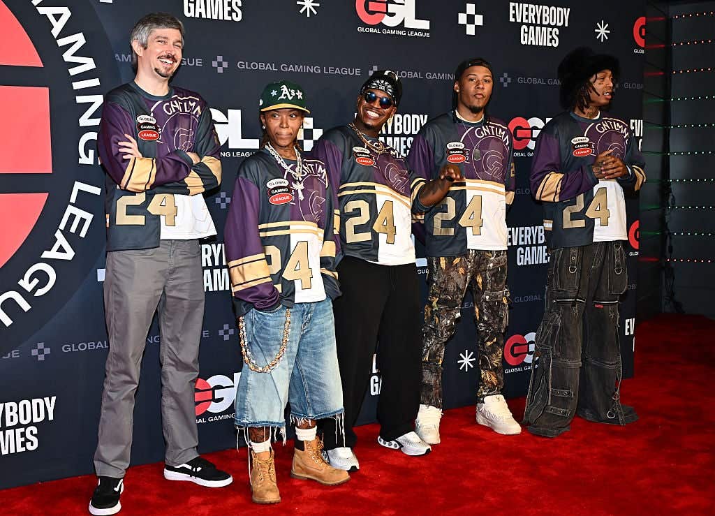 LAS VEGAS, NEVADA - AUGUST 23: (L-R) Ask Joshy, Kaash Paige, NE-YO, Avexys and Tyla Yaweh attend the Global Gaming League SZN Zero Launch with T-Pain and NE-YO at HyperX Arena at Luxor Hotel & Casino on August 23, 2025 in Las Vegas, Nevada. (Photo by Bryan Steffy/Getty Images for Global Gaming League)