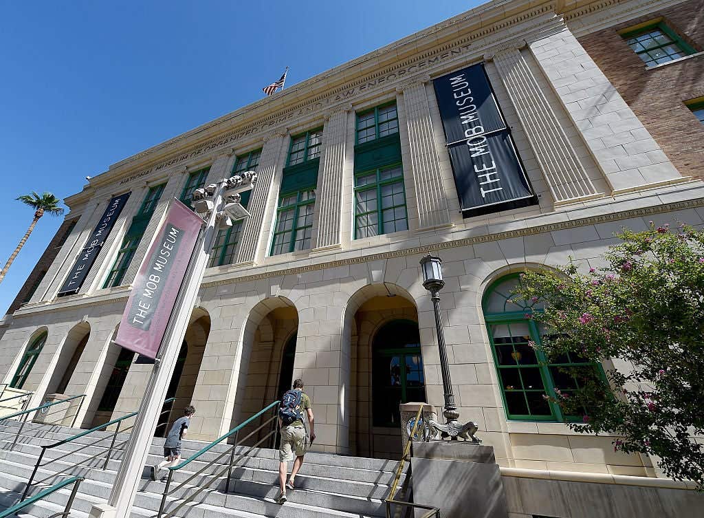 LAS VEGAS, NV - SEPTEMBER 01: Visitors enter The Mob Museum on September 1, 2015 in Las Vegas, Nevada. The museum unveiled "The 'Beautiful Game' Turns Ugly," a display chronicling the FIFA corruption scandal. In May, the U.S. Department of Justice announced organized-crime charges against officials and others associated with FIFA, soccer's world governing body. (Photo by Ethan Miller/Getty Images)